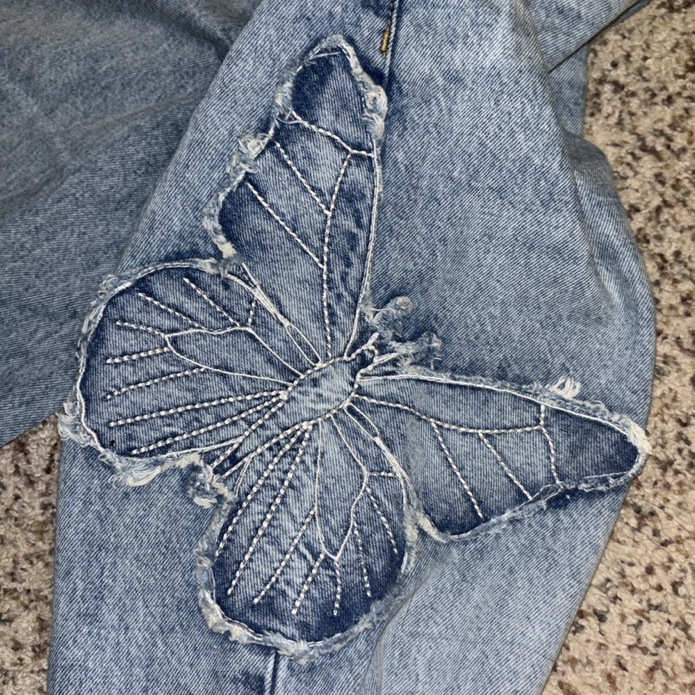 Baggy Butterfly Embroidered Jeans